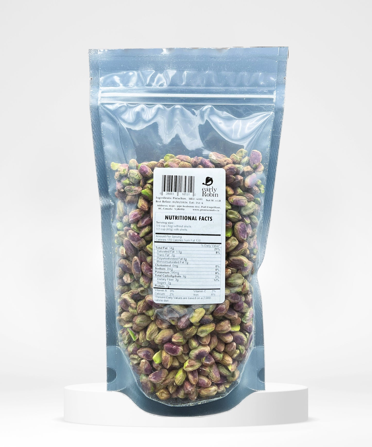 Unsalted Shelled Pistachios / 1LB
