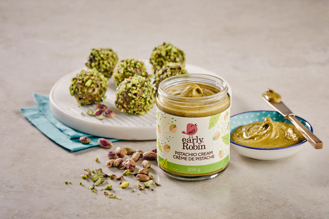 Pistachio Energy Balls with EarlyRobin's Pistachio Cream