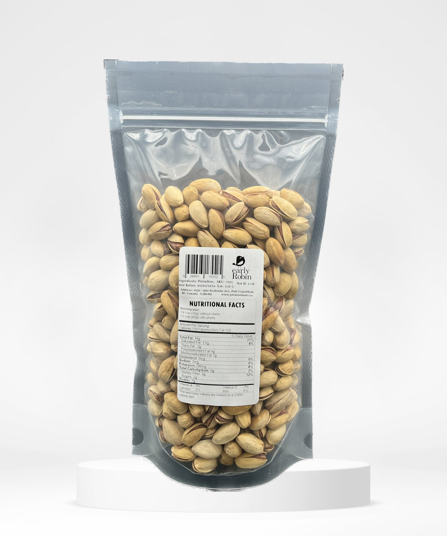 Unsalted In-Shell Pistachios / 1LB